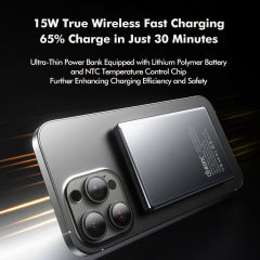 15W Ultra-Thin Magnetic Wireless Fast Charging Power Bank with 22.5W Super Fast Charging，5,000mAh/10,000mAh RC-WP034