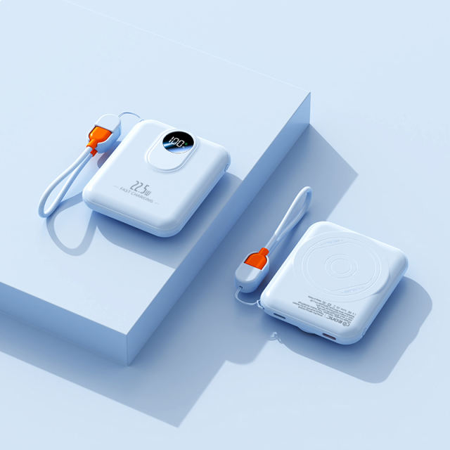 15W Mini Magnetic Wireless Power Bank with Built-in C to L Cable，22.5W Super Fast Charging & PD 20W Two-Way Fast Charging，Available in 5,000mAh / 10,000mAh RC-WP035