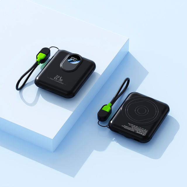 15W Mini Magnetic Wireless Power Bank with Built-in C to L Cable，22.5W Super Fast Charging & PD 20W Two-Way Fast Charging，Available in 5,000mAh / 10,000mAh RC-WP035