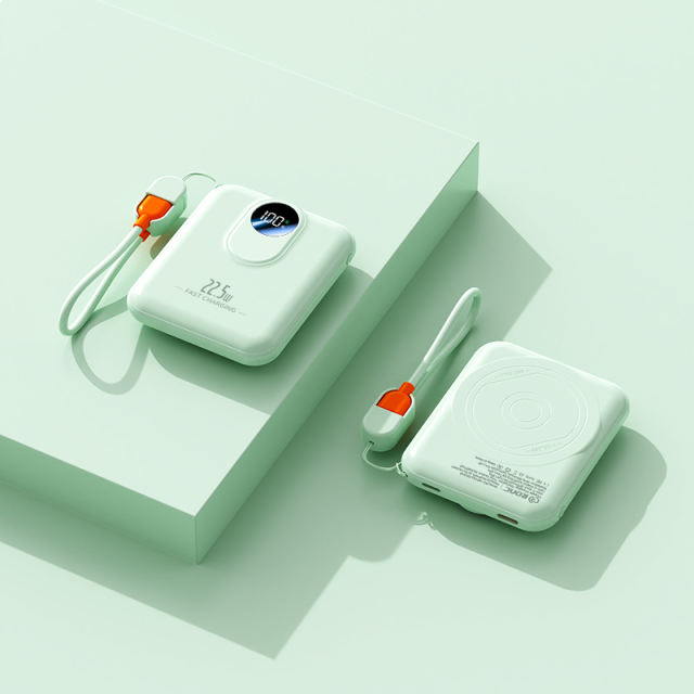 15W Mini Magnetic Wireless Power Bank with Built-in C to L Cable，22.5W Super Fast Charging & PD 20W Two-Way Fast Charging，Available in 5,000mAh / 10,000mAh RC-WP035