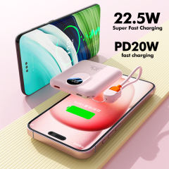 15W Ultra-Thin Magnetic Wireless Fast Charging Power Bank with 22.5W Super Fast Charging，5,000mAh/10,000mAh RC-WP035