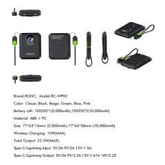 15W Ultra-Thin Magnetic Wireless Fast Charging Power Bank with 22.5W Super Fast Charging，5,000mAh/10,000mAh RC-WP035