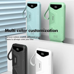 10,000/20,000/30,000mAh Exclusive Patent Power Bank with 22.5W/PD20W Super Fast Charging and Built-in 2 Cables，Customized Power Bank， RC-PD80