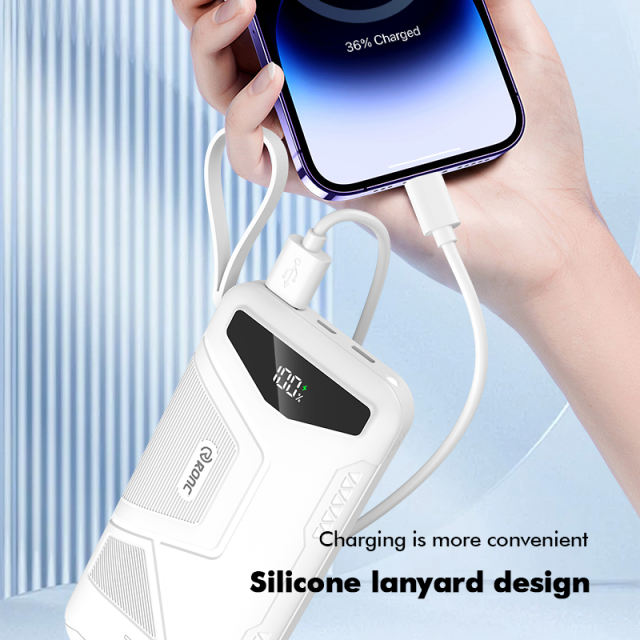 10,000/20,000/30,000mAh Exclusive Patent Power Bank with 22.5W/PD20W Super Fast Charging and Built-in 2 Cables，Customized Power Bank， RC-PD80
