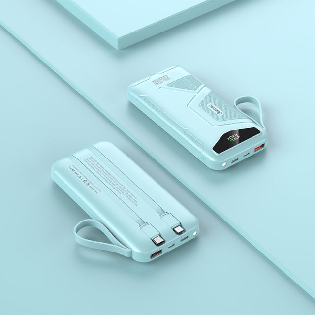 10,000/20,000/30,000mAh Exclusive Patent Power Bank with 22.5W/PD20W Super Fast Charging and Built-in 2 Cables，Customized Power Bank， RC-PD80