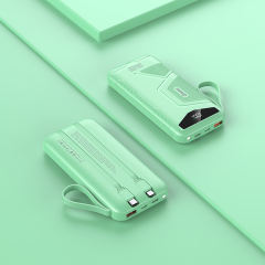 10,000/20,000/30,000mAh Exclusive Patent Power Bank with 22.5W/PD20W Super Fast Charging and Built-in 2 Cables，Customized Power Bank， RC-PD80
