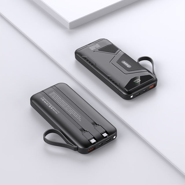 10,000/20,000/30,000mAh Exclusive Patent Power Bank with 22.5W/PD20W Super Fast Charging and Built-in 2 Cables，Customized Power Bank， RC-PD80