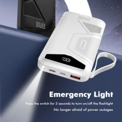 10,000/20,000/30,000mAh Exclusive Patent Power Bank with 22.5W/PD20W Super Fast Charging and Built-in 2 Cables，Customized Power Bank， RC-PD80