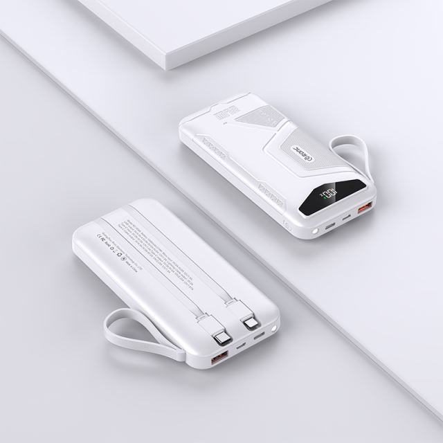 10,000/20,000/30,000mAh Exclusive Patent Power Bank with 22.5W/PD20W Super Fast Charging and Built-in 2 Cables，Customized Power Bank， RC-PD80