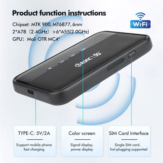 10,000mAh 5G WiFi Power Bank | Ultra-Fast WiFi 6 | eSIM & SIM Support | Fast Charging for iPhone & Android RC-M5P
