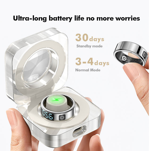 Smart Ring with Display | AI Wearable Device for Heart Rate, Blood Oxygen, Sleep Monitoring & Fitness Tracking | Multi-Function Smart Ring RC-SR08