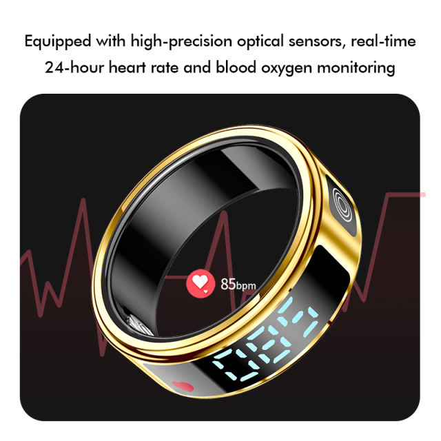 Smart Ring with Display | AI Wearable Device for Heart Rate, Blood Oxygen, Sleep Monitoring & Fitness Tracking | Multi-Function Smart Ring RC-SR08