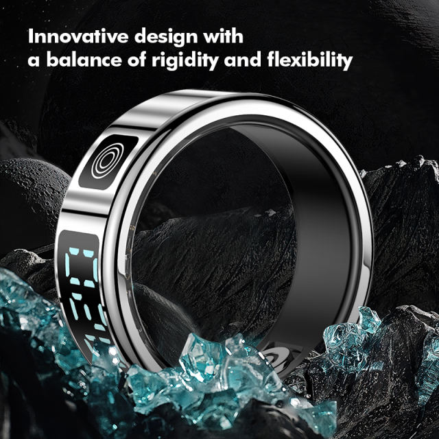 Smart Ring with Display | AI Wearable Device for Heart Rate, Blood Oxygen, Sleep Monitoring & Fitness Tracking | Multi-Function Smart Ring RC-SR004