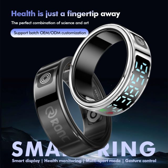Smart Ring with Display | AI Wearable Device for Heart Rate, Blood Oxygen, Sleep Monitoring & Fitness Tracking | Multi-Function Smart Ring RC-SR08