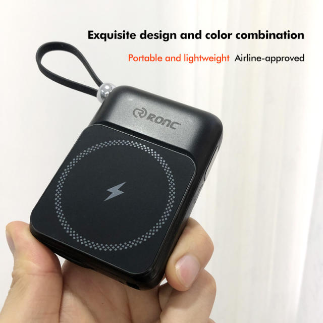 10000mAh Magnetic Wireless Power Bank with 22.5W Super Fast Charging, PD 20W Two-Way Charge, 15W MagSafe Wireless Charger, Built-in Cables & NTC Protection – Portable Charger for iPhone & Android RC-WP036