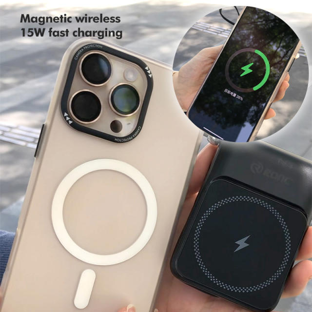 10000mAh Magnetic Wireless Power Bank with 22.5W Super Fast Charging, PD 20W Two-Way Charge, 15W MagSafe Wireless Charger, Built-in Cables & NTC Protection – Portable Charger for iPhone & Android RC-WP036