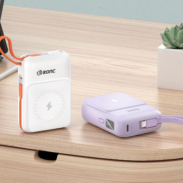 10000mAh Magnetic Wireless Power Bank with 22.5W Super Fast Charging, PD 20W Two-Way Charge, 15W MagSafe Wireless Charger, Built-in Cables & NTC Protection – Portable Charger for iPhone & Android RC-WP036