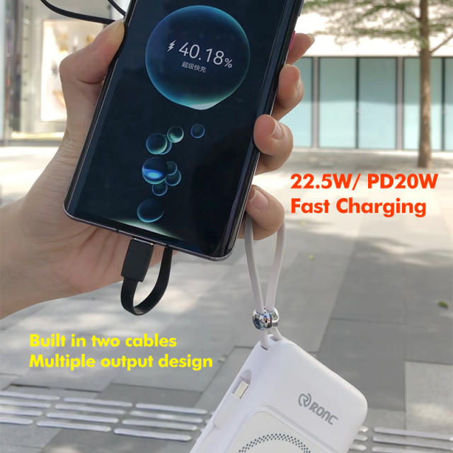 10000mAh Magnetic Wireless Power Bank with 22.5W Super Fast Charging, PD 20W Two-Way Charge, 15W MagSafe Wireless Charger, Built-in Cables & NTC Protection – Portable Charger for iPhone & Android RC-WP036