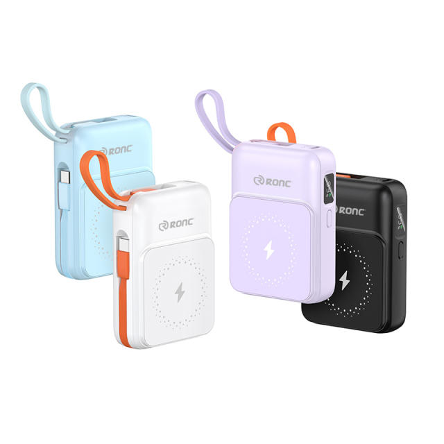 10000mAh Magnetic Wireless Power Bank with 22.5W Super Fast Charging, PD 20W Two-Way Charge, 15W MagSafe Wireless Charger, Built-in Cables & NTC Protection – Portable Charger for iPhone & Android RC-WP036