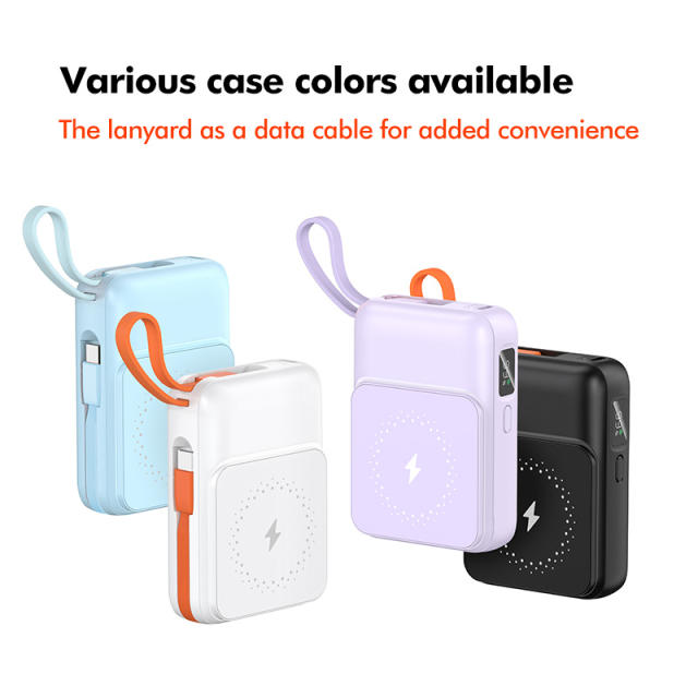 10000mAh Magnetic Wireless Power Bank with 22.5W Super Fast Charging, PD 20W Two-Way Charge, 15W MagSafe Wireless Charger, Built-in Cables & NTC Protection – Portable Charger for iPhone & Android RC-WP036