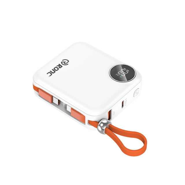 Mini 10000mAh Power Bank with 22.5W Super Fast Charging, PD 20W Two-Way Charging, Built-in USB-C & Lightning Cables – Portable Charger for iPhone & Android RC-PD82