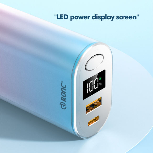 22.5W Super Fast Charging Mini Power Bank 10000mAh – Gradient Blue Pink Portable Charger, Customizable Fast &amp; Standard Charging RC-P160