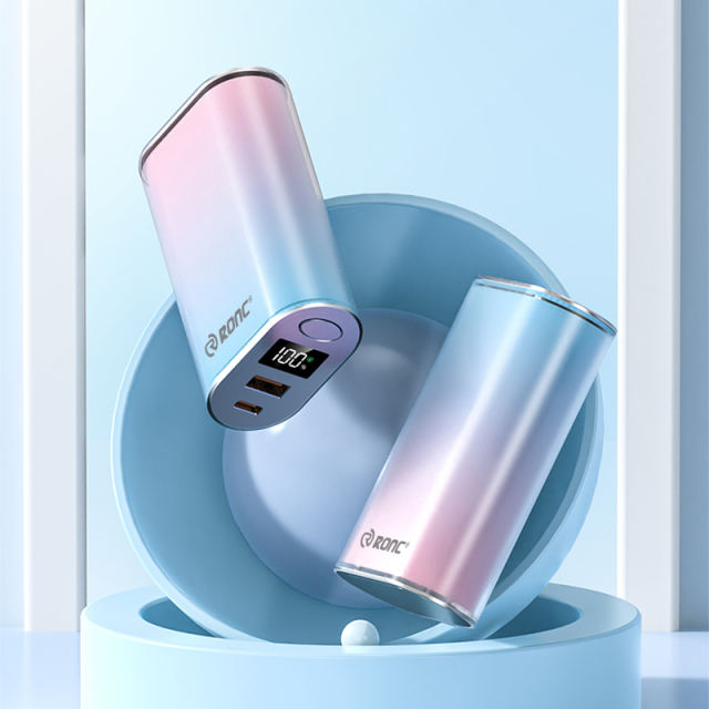 22.5W Super Fast Charging Mini Power Bank 10000mAh – Gradient Blue Pink Portable Charger, Customizable Fast &amp; Standard Charging RC-P160