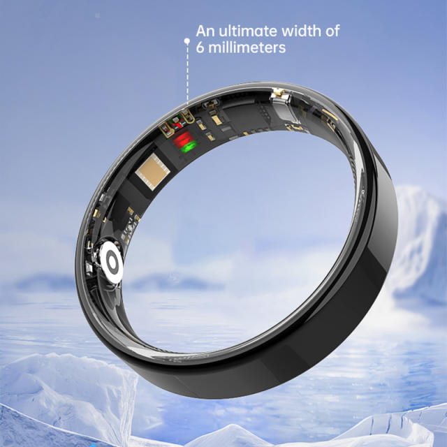 Smart Health Ring with Heart Rate, Blood Pressure, and SpO2 Monitoring | Waterproof Fitness Ring for Android & iOS RC-SR001
