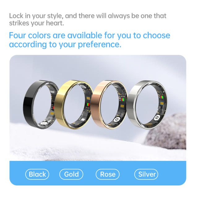 Smart Health Ring with Heart Rate, Blood Pressure, and SpO2 Monitoring | Waterproof Fitness Ring for Android & iOS RC-SR001