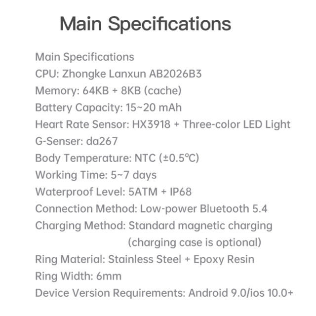 Smart Health Ring with Heart Rate, Blood Pressure, and SpO2 Monitoring | Waterproof Fitness Ring for Android & iOS RC-SR001
