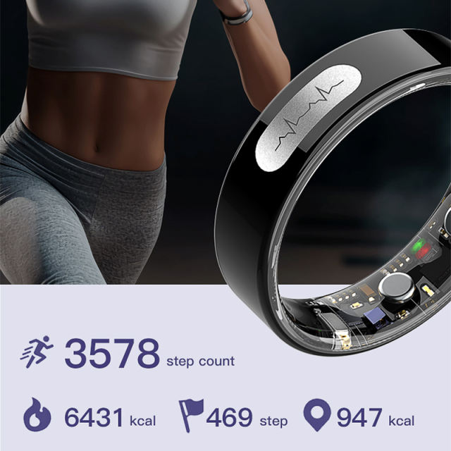 ECG Smart Ring – Heart Health Monitor with PPG+ECG, Bluetooth 5.3, Waterproof 5ATM+IP68, Multi-Language App Support RC-SR003