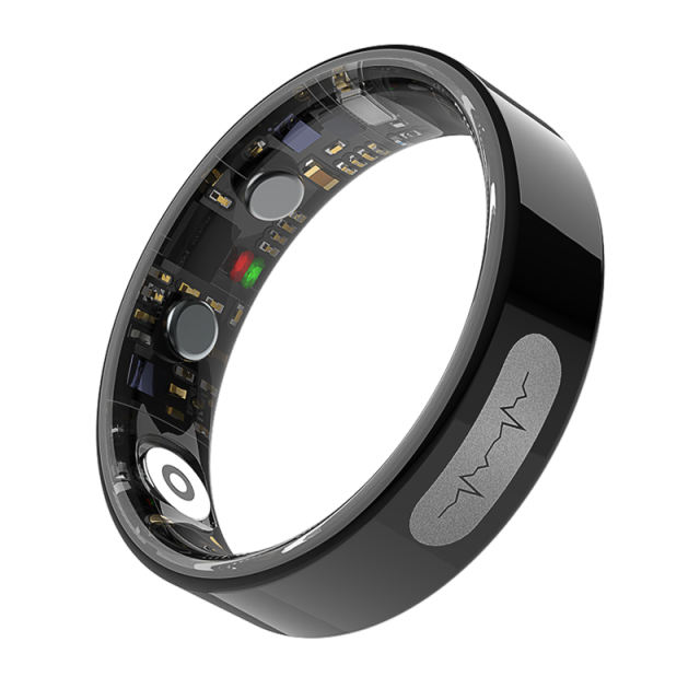 ECG Smart Ring – Heart Health Monitor with PPG+ECG, Bluetooth 5.3, Waterproof 5ATM+IP68, Multi-Language App Support RC-SR003