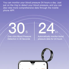 ECG Smart Ring – Heart Health Monitor with PPG+ECG, Bluetooth 5.3, Waterproof 5ATM+IP68, Multi-Language App Support RC-SR003