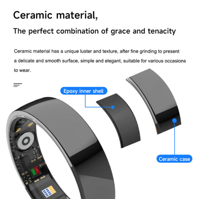 Smart Health Monitoring Ring – Heart Rate, Blood Oxygen & Blood Pressure Tracker, IP68 Waterproof, Bluetooth 5.0, Multi-Language Support RC-SR002