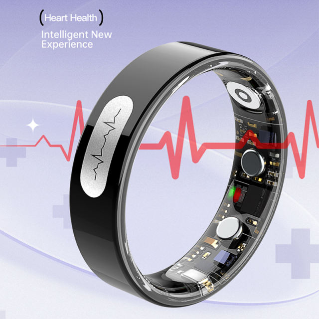 ECG Smart Ring – Heart Health Monitor with PPG+ECG, Bluetooth 5.3, Waterproof 5ATM+IP68, Multi-Language App Support RC-SR003