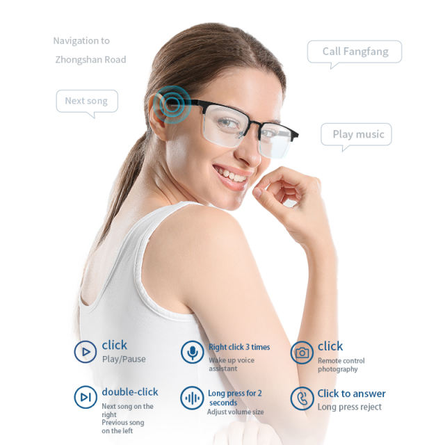 Smart Audio Glasses with Bluetooth, Noise Cancelling, Magnetic Lenses & AI Voice Assistant – Ideal for Translation, Music & Hands-Free Photos RC-SG004