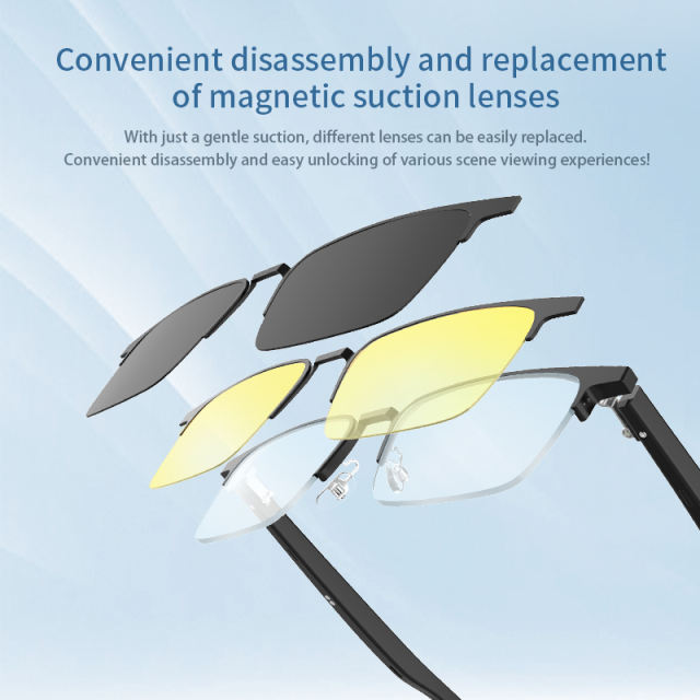 Smart Audio Glasses with Bluetooth, Noise Cancelling, Magnetic Lenses & AI Voice Assistant – Ideal for Translation, Music & Hands-Free Photos RC-SG004