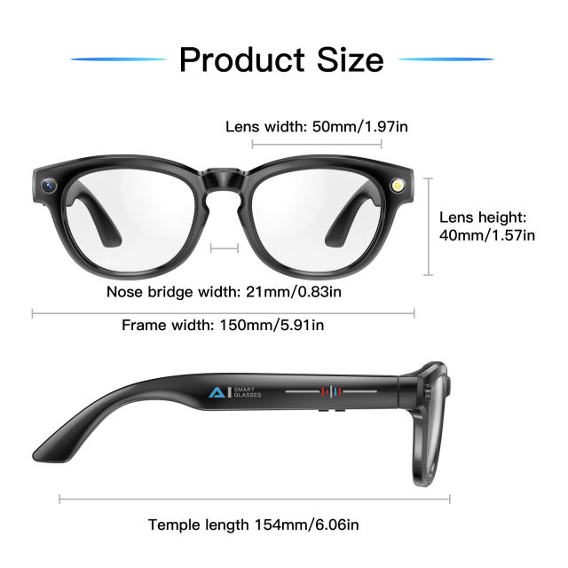 Smart AI Camera Glasses with Translation, Bluetooth Calling & Photo Recording – Auto Dimming Lens, HD Camera, Long Battery Life  RC-SG005