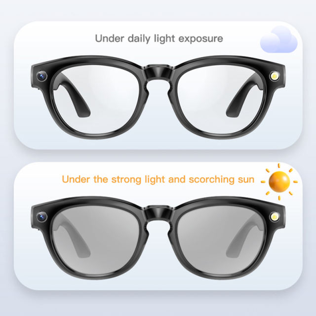 Smart AI Camera Glasses with Translation, Bluetooth Calling & Photo Recording – Auto Dimming Lens, HD Camera, Long Battery Life  RC-SG005