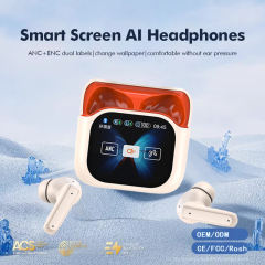 Smart AI Bluetooth Earbuds with Display, ANC Dual Mic Noise Cancelling, HD Music & Clear Calls, Voice Translation, Deep Bass, Touch Control, Waterproof IPX5 RC-AE02