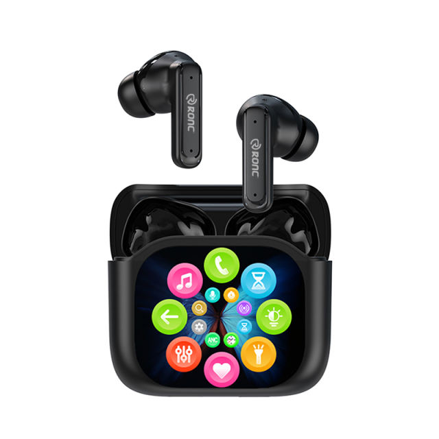 Smart AI Bluetooth Earbuds with Display, ANC Dual Mic Noise Cancelling, HD Music & Clear Calls, Voice Translation, Deep Bass, Touch Control, Waterproof IPX5 RC-AE02