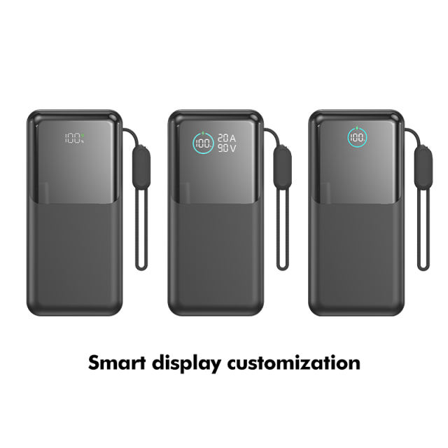 22.5W Super Fast Charging Power Bank with Built-in 3 Cables – Large Capacity 10000/20000/30000mAh, Braided Cable, OEM/ODM Supported RC-PD86