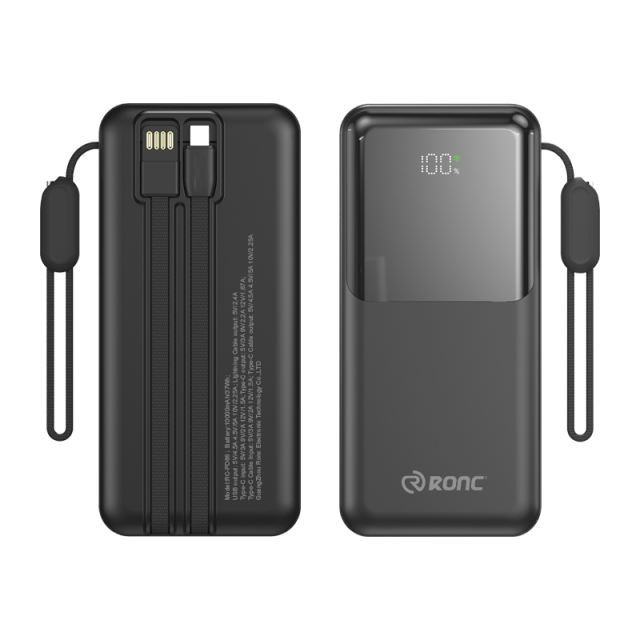 22.5W Super Fast Charging Power Bank with Built-in 3 Cables – Large Capacity 10000/20000/30000mAh, Braided Cable, OEM/ODM Supported RC-PD86