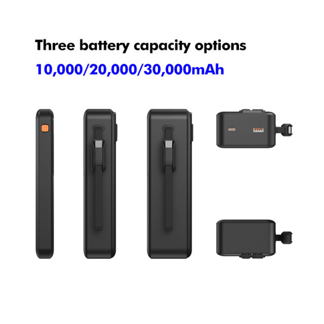 22.5W Super Fast Charging Power Bank with Built-in 3 Cables – Large Capacity 10000/20000/30000mAh, Braided Cable, OEM/ODM Supported RC-PD86