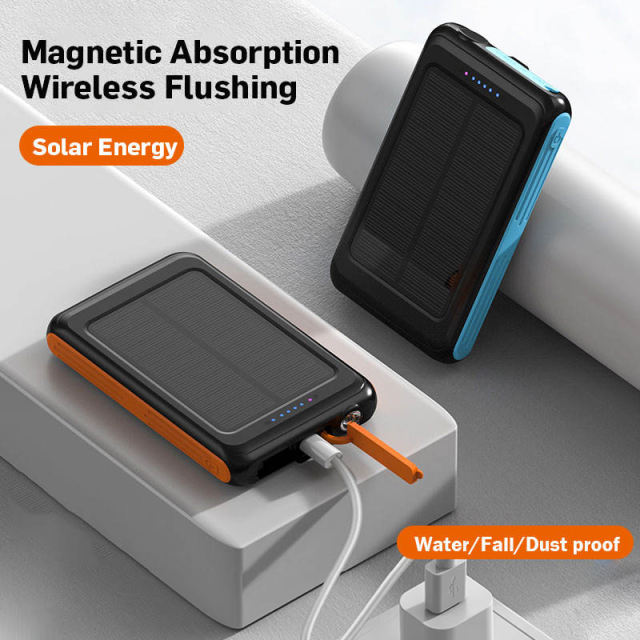 5000mAh /10000mAhMagnetic Solar Wireless Power Bank – Rugged Outdoor Charger with LED Camping Light, Waterproof, Shockproof & Dustproof，RC-SP007