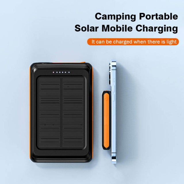 5000mAh /10000mAhMagnetic Solar Wireless Power Bank – Rugged Outdoor Charger with LED Camping Light, Waterproof, Shockproof & Dustproof，RC-SP007