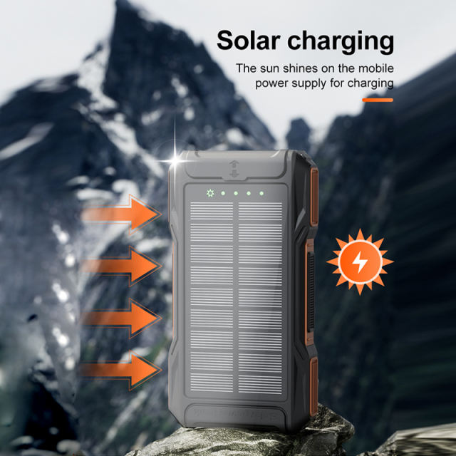 10000mAh Hand Crank Solar Power Bank – Emergency Charger with LED Flashlight, Phone Stand, Dual USB Output & Type-C Input，RC-SP009