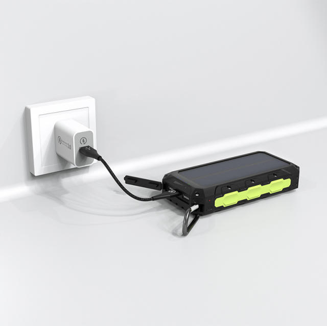 30000mAh Solar Power Bank with Wireless Charging, 3 Built-in Cables, Waterproof Outdoor Portable Charger for Camping, Hiking, Emergency Use，RC-SP011