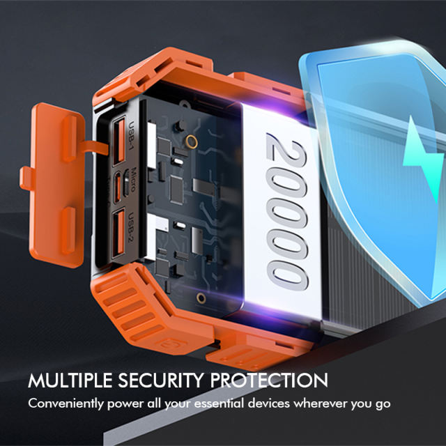 20000mAh Magnetic Solar Power Bank with Compass, Outdoor LED Light, PD 22.5W Fast Charge, 15W Wireless Charging, Waterproof &amp; Shockproof， RC-SP015