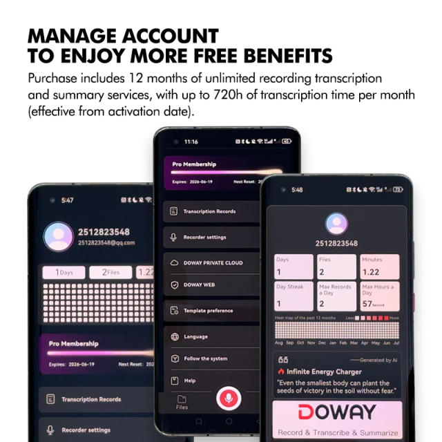 AI Smart Voice Recorder with Transcription &amp; Summary | 64GB, Bluetooth, 40H Recording, MagSafe, 80+ Languages RC-SA001